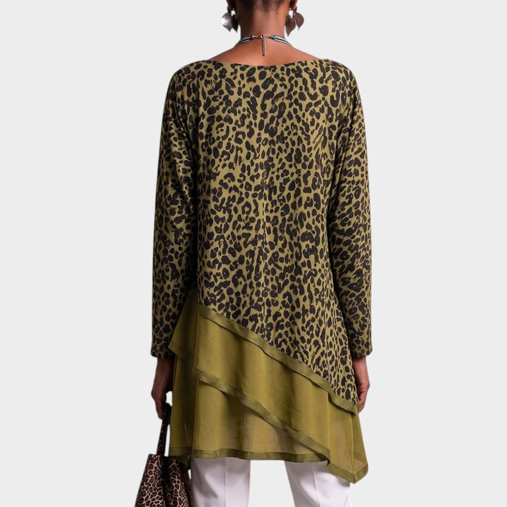 Women’s Leopard Top Print Patchwork Loose Fit