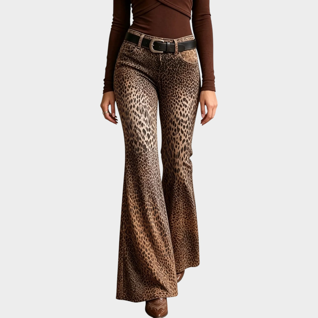 Women’s Leopard Print Flare Pants High Waisted