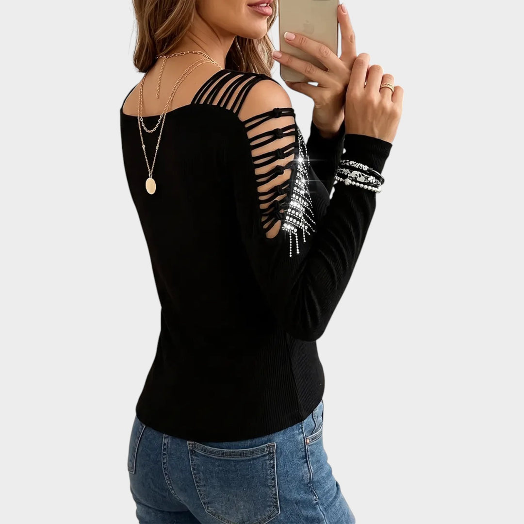 Women’s Embellished Top Rhinestone Openwork Design