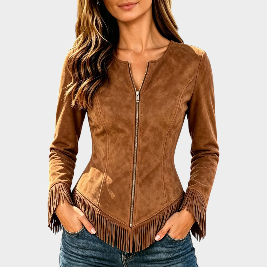 Women’s Suede Top Western Fringe Pointed Hem