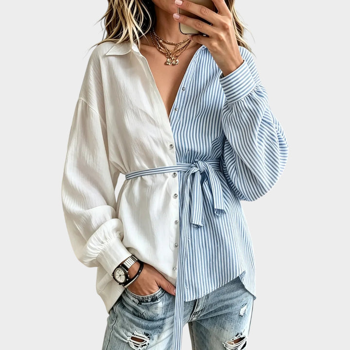 Women’s Striped Cotton Shirt Long Sleeve Longline