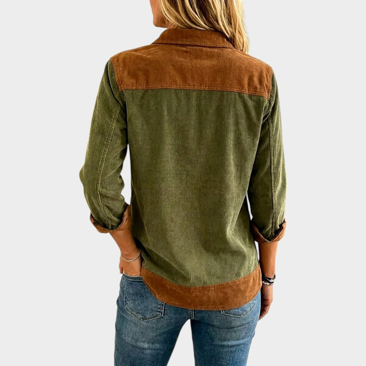 Women’s Corduroy Shirt Contrast Suede Detail