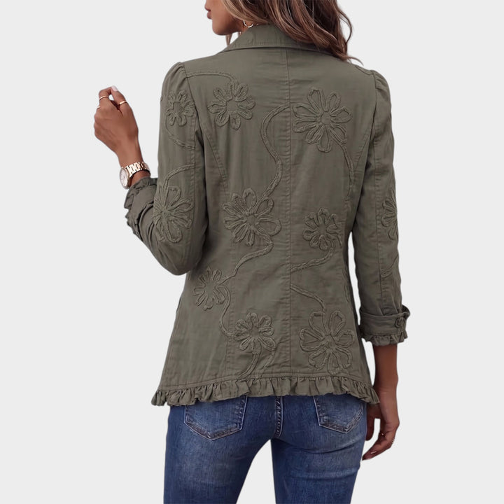 Women’s Jacket Floral Embroidered Ruffle Trim