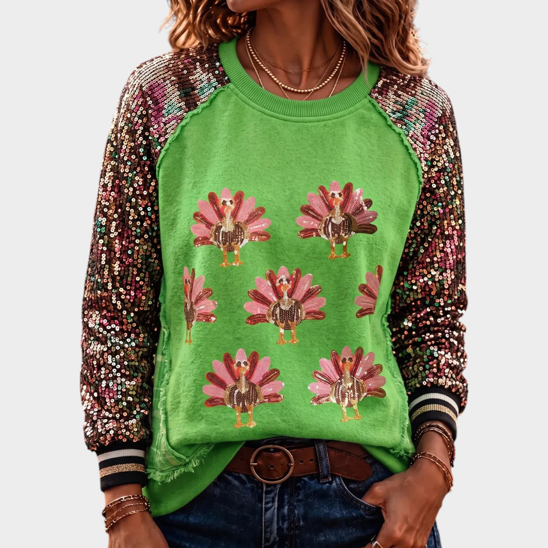 Women’s Thanksgiving Sweater Vintage Turkey Graphic