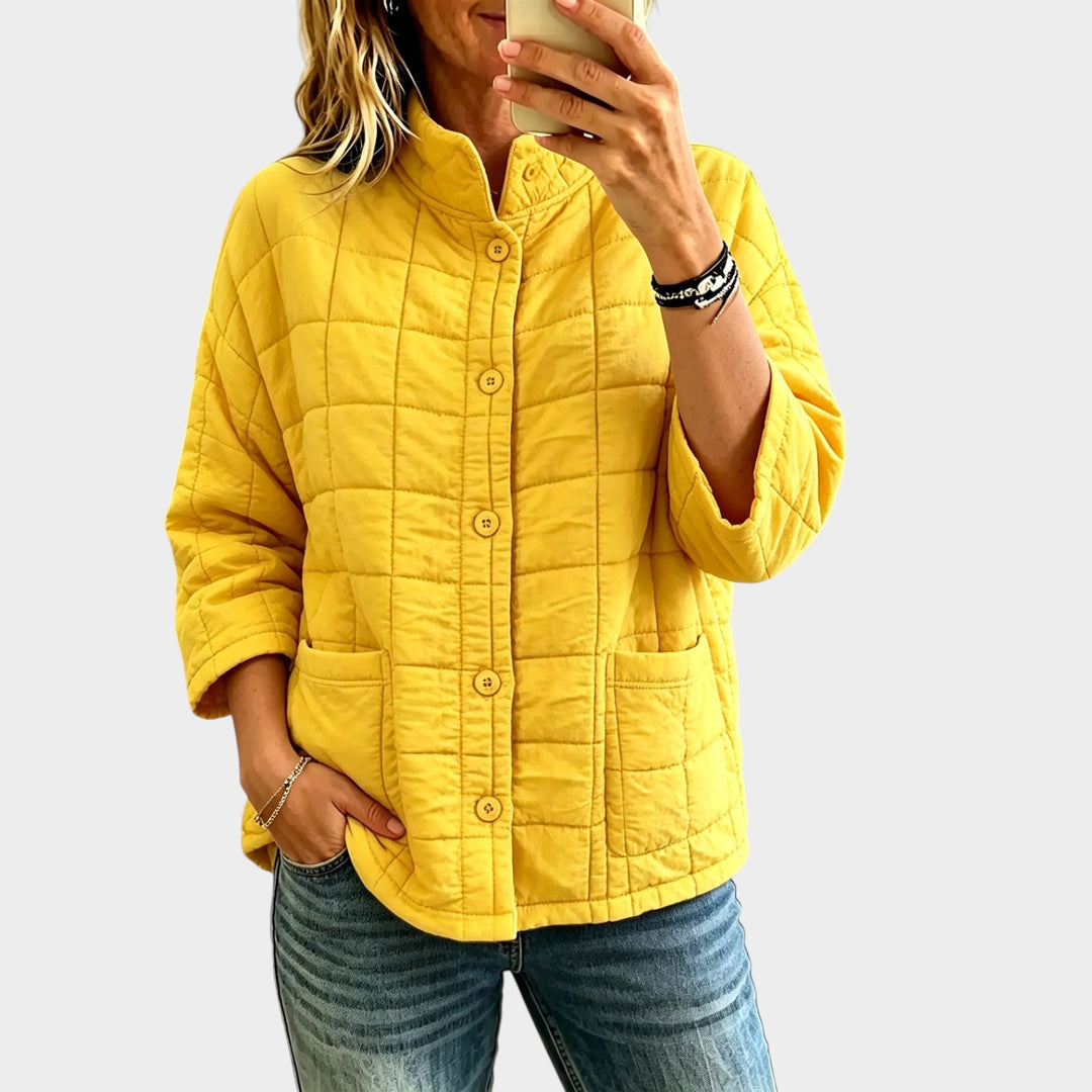 Women’s Quilted Jacket Stand Collar Diamond Stitch