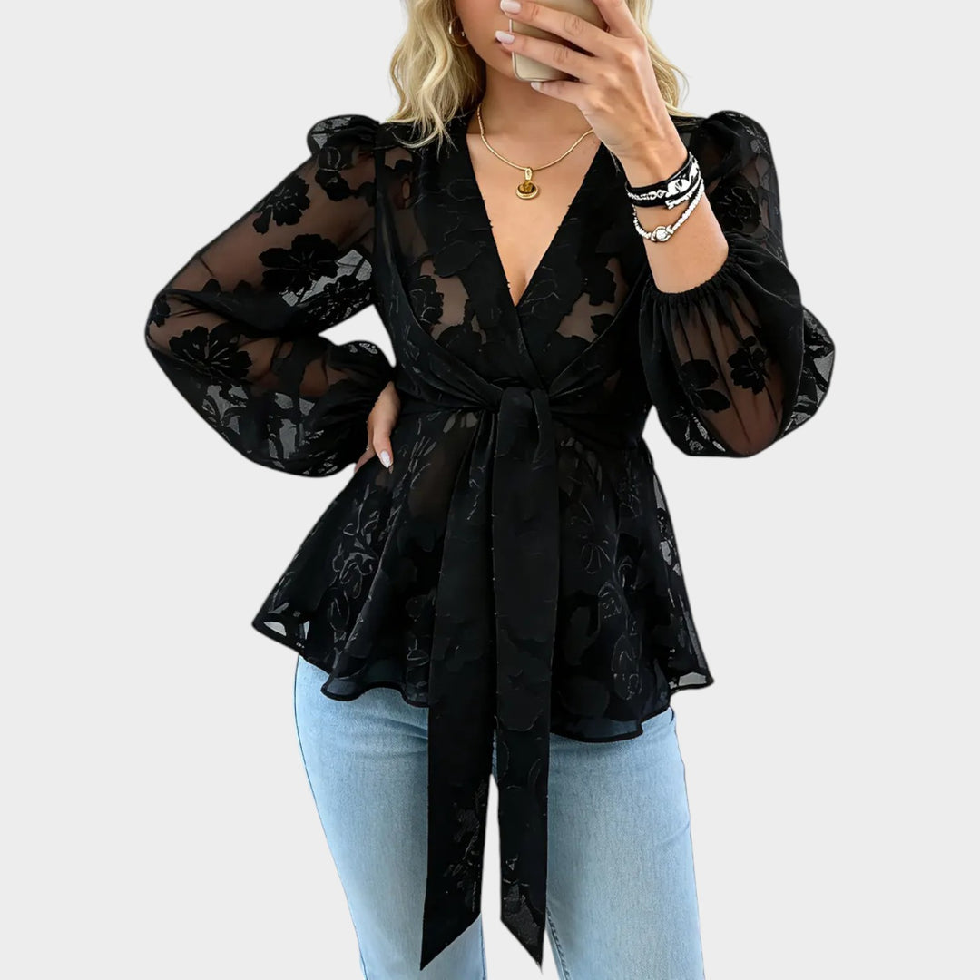 Women’s Elegant Top Sheer Jacquard Chiffon