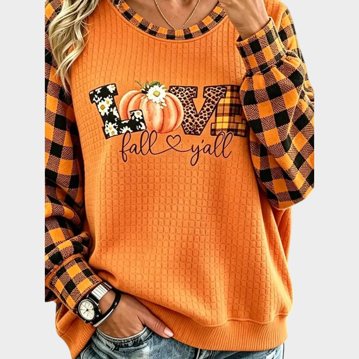 Women’s Pumpkin Print Sweatshirt Vintage Autumn Style