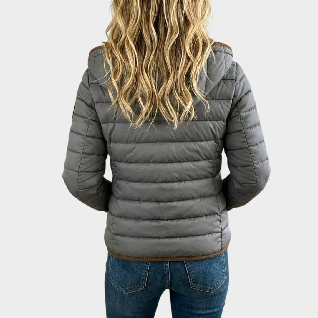 Women’s Puffer Jacket Color Block Contrast Pockets