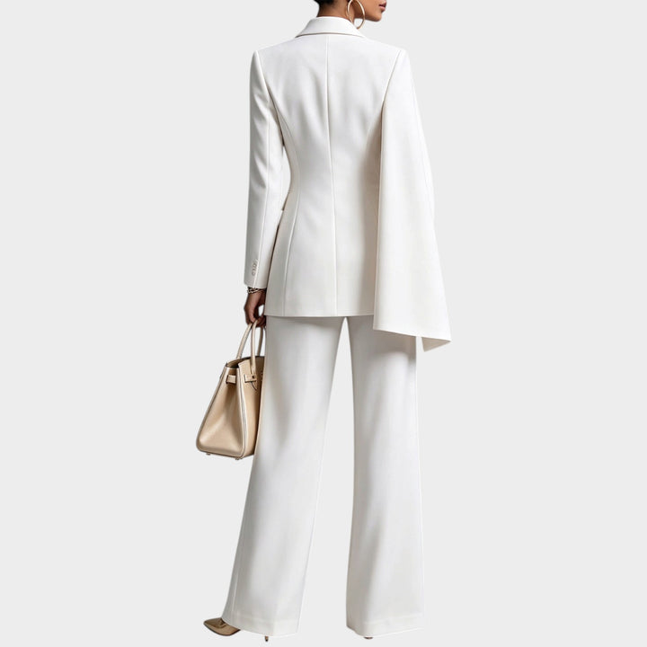 Women’s Two Piece Pantsuit Cape Blazer Wide Leg Pants
