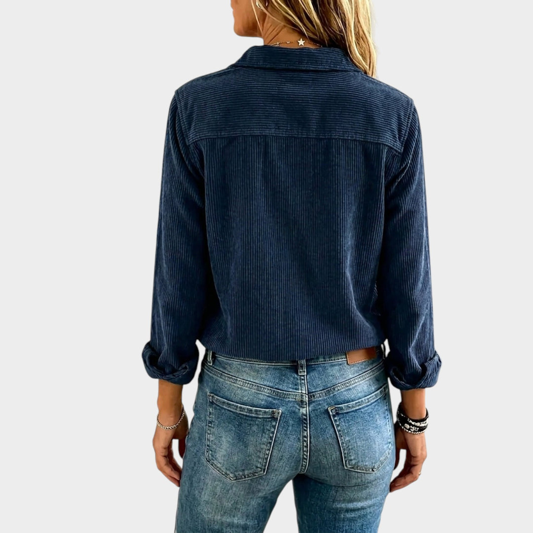 Women’s Corduroy Shirt Button Front Flap Pockets