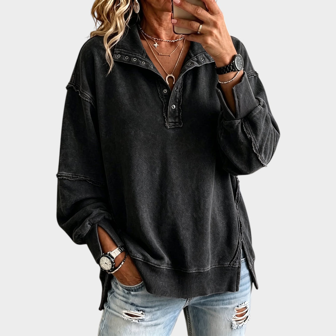 Women’s Sweatshirt Cotton Oversized Raw Edge