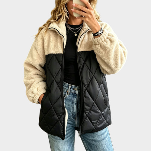Women’s Fleece Jacket Color Block Zip Up