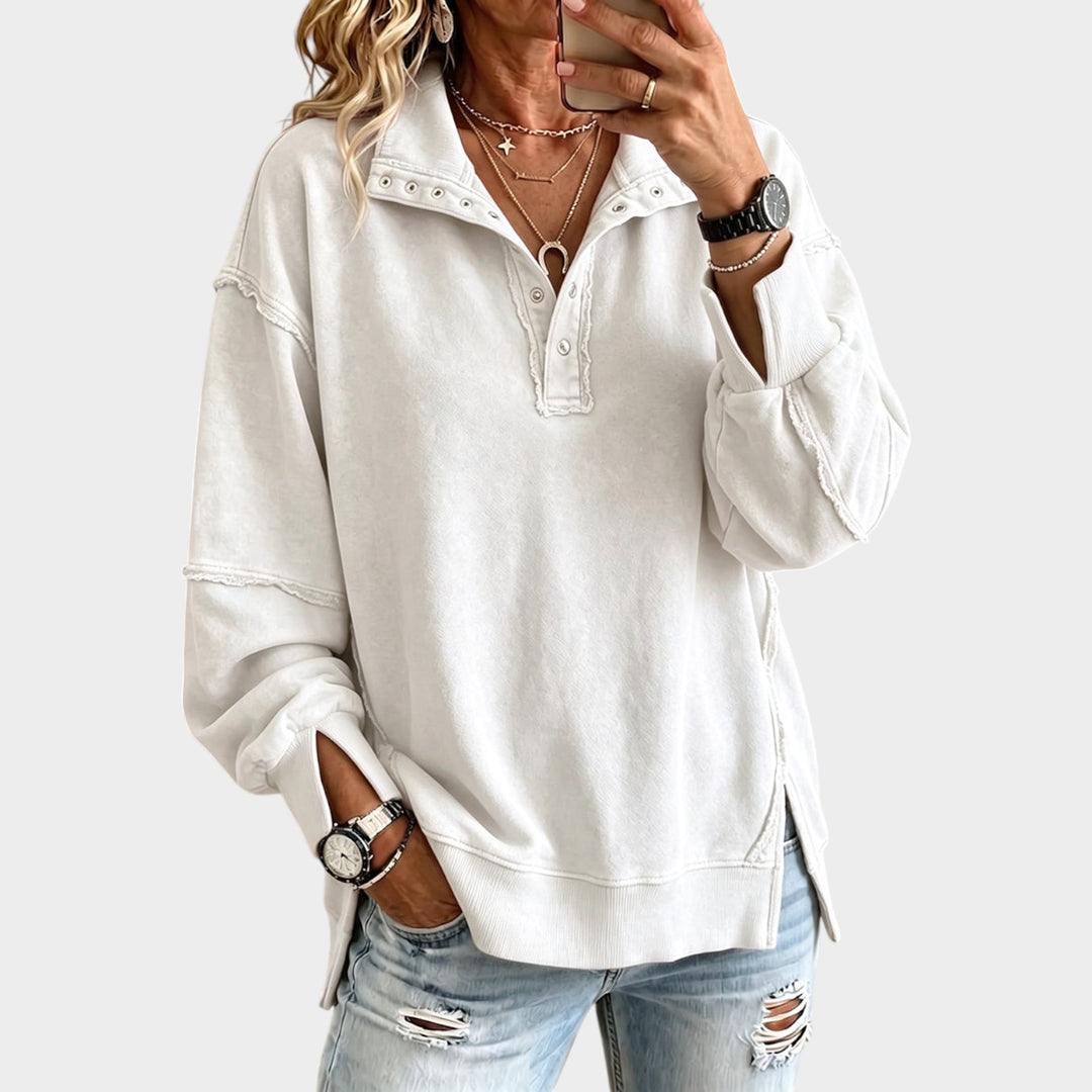 Women’s Sweatshirt Cotton Oversized Raw Edge