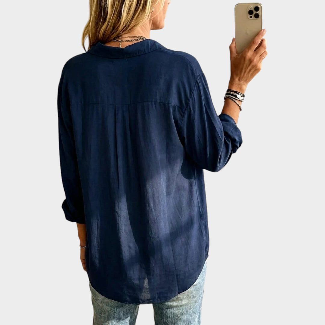 Women’s Cotton Tunic Shirt Oversized Button Down