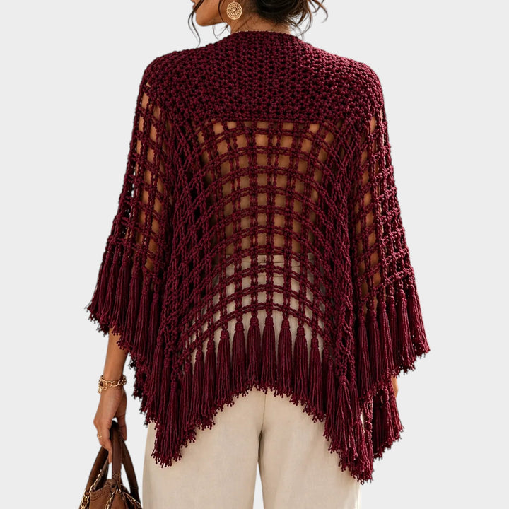 Women’s Cardigan Crochet Shawl Boho Tassel Cape