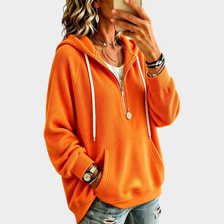 Women’s Knit Hoodie Half Zip Kangaroo Pocket