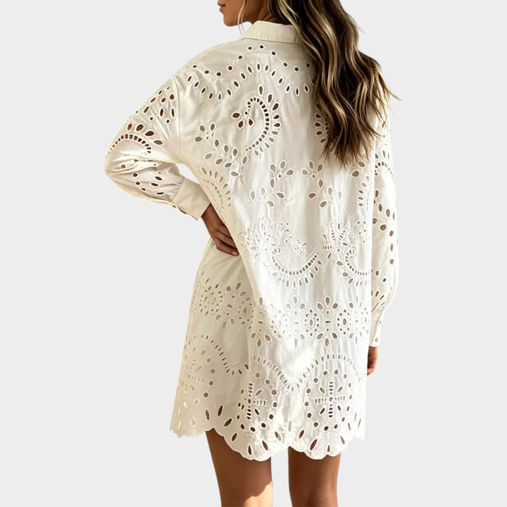 Women’s Retro Cotton Shirt Embroidery Lapel Collar