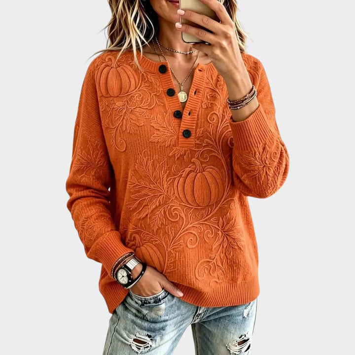 Women’s Knit Sweater Pumpkin Graphic Vintage Style