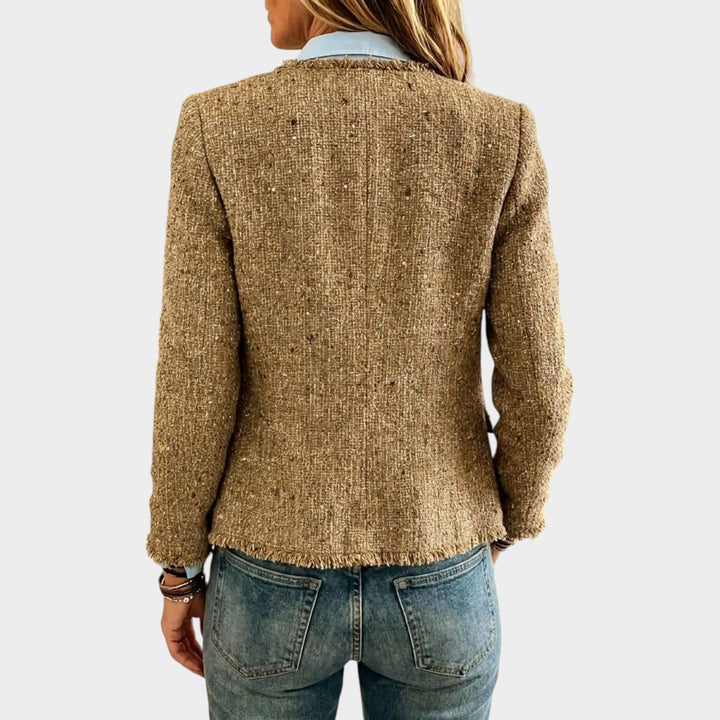 Women’s Tweed Jacket Sequin Embellished Fringe Trim