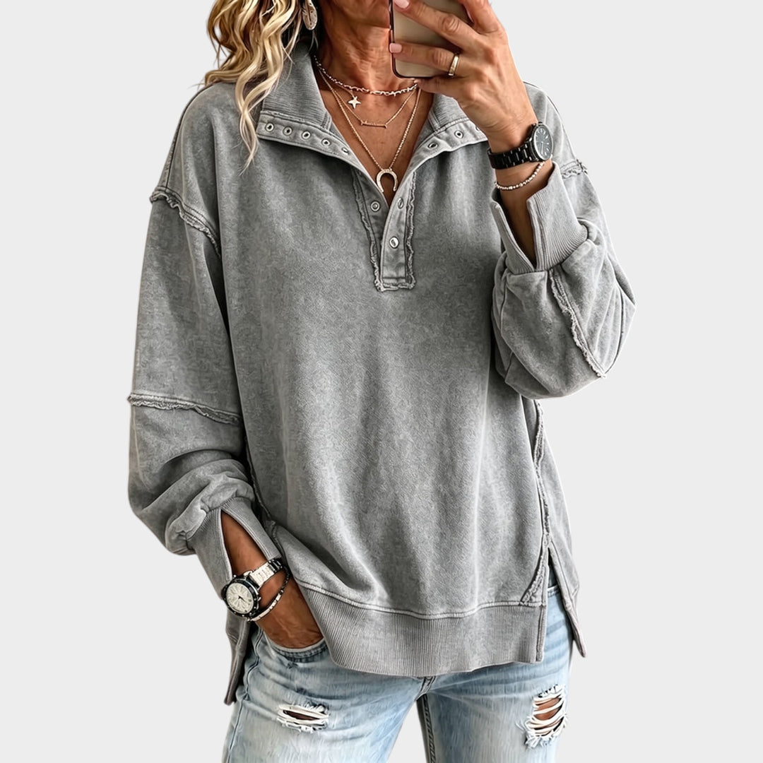 Women’s Sweatshirt Cotton Oversized Raw Edge