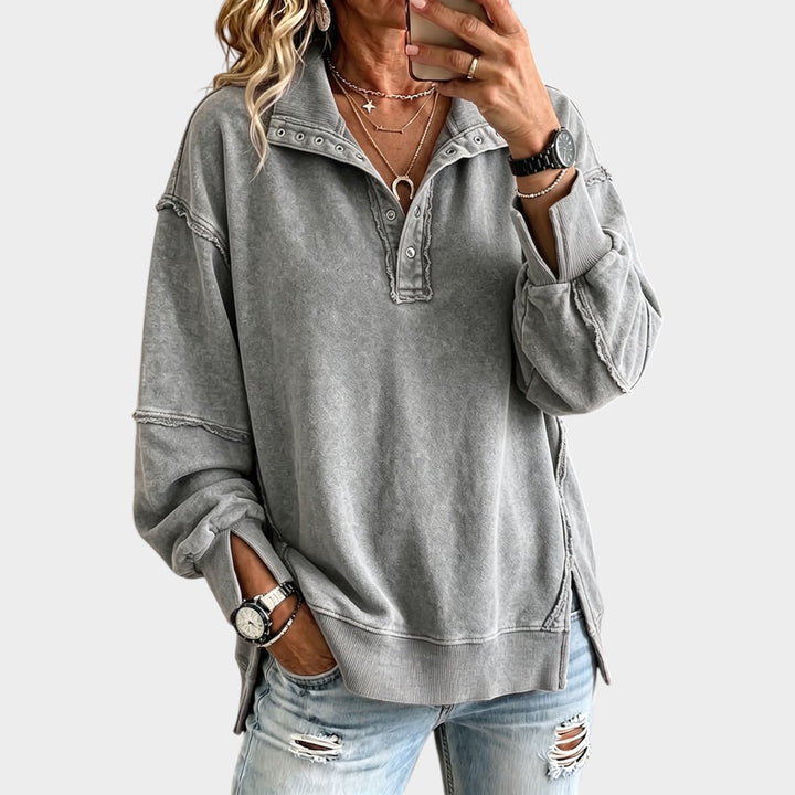 Women’s Sweatshirt Cotton Oversized Raw Edge