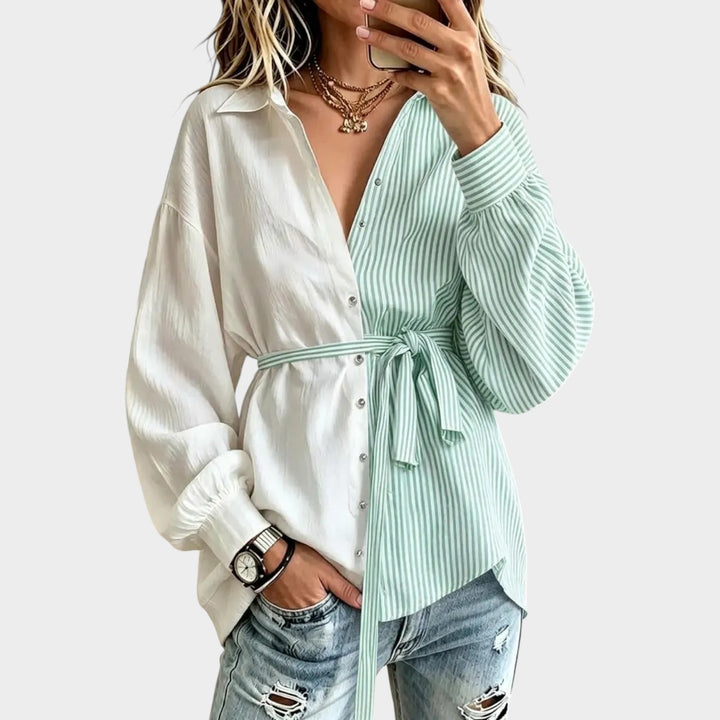 Women’s Striped Cotton Shirt Long Sleeve Longline