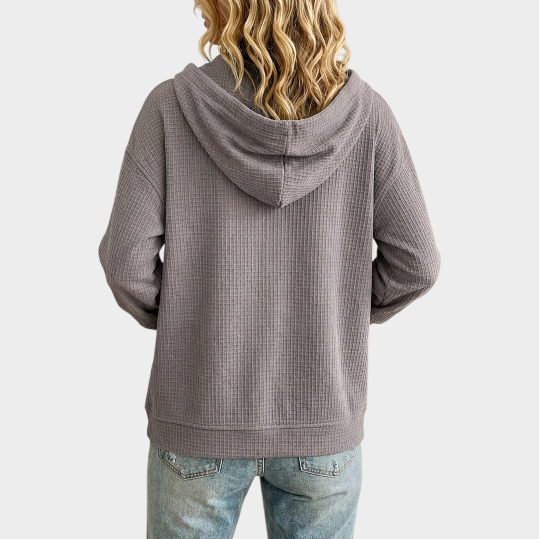 Women’s Waffle Knit Hoodie Snap Button Closure