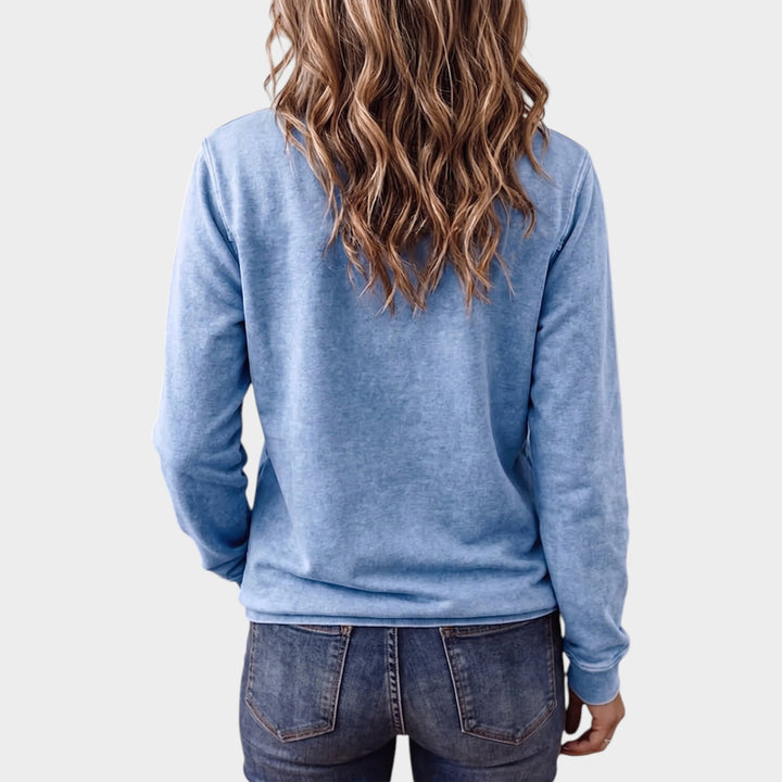 Women’s Cotton Sweatshirt Vintage Washed Snap Button Detail