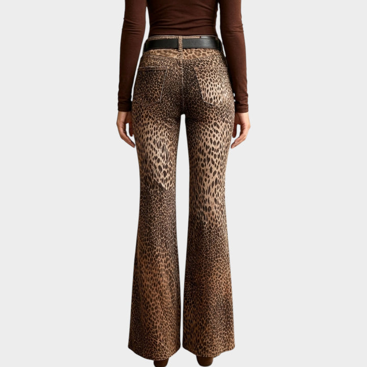 Women’s Leopard Print Flare Pants High Waisted