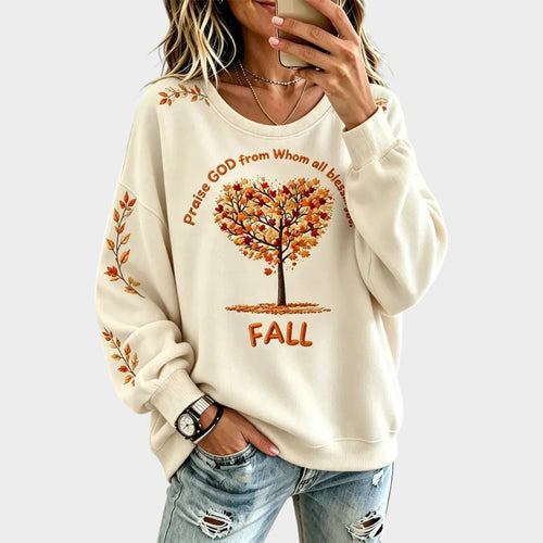 Women’s Autumn Leaf Sweatshirt Casual Pullover