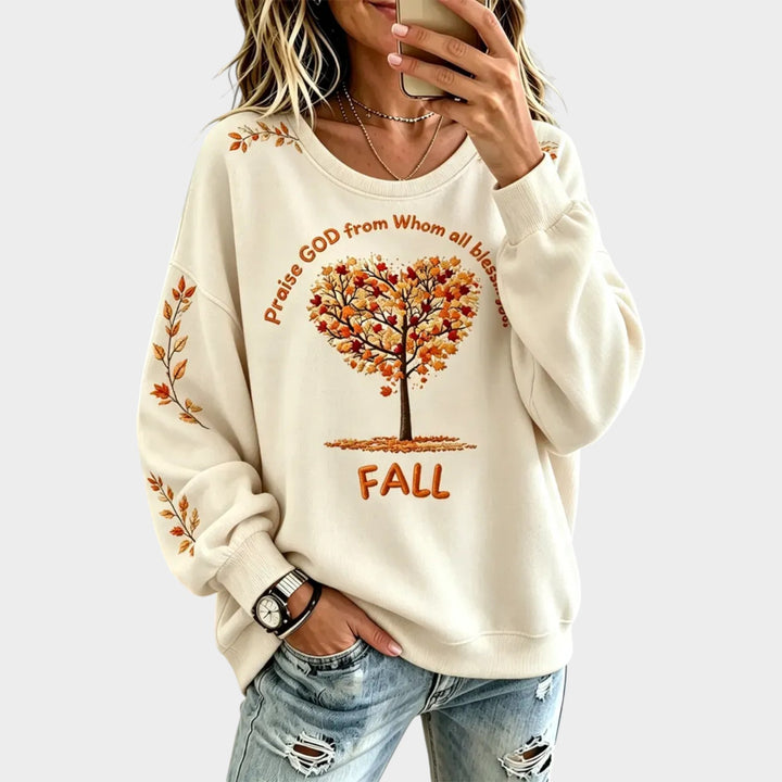 Women’s Autumn Leaf Sweatshirt Casual Pullover
