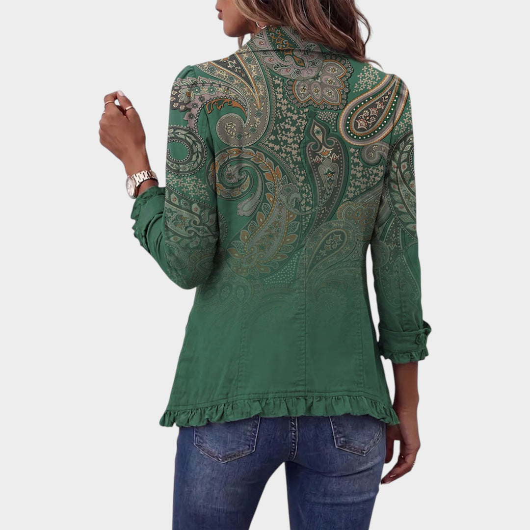 Women’s Paisley Print Jacket Ruffle Detail