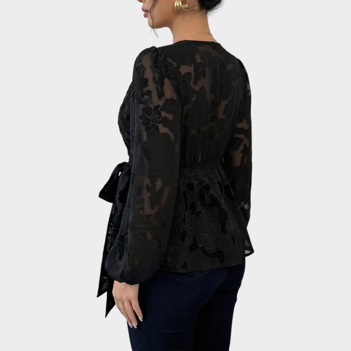 Women’s Elegant Top Sheer Jacquard Chiffon