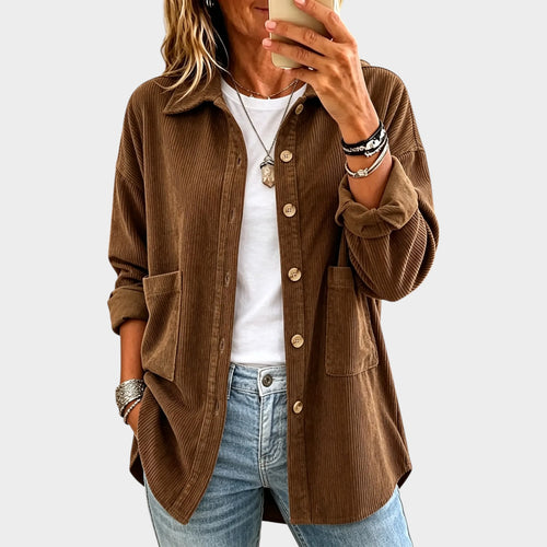 Women’s Corduroy Jacket Ribbed Button Front