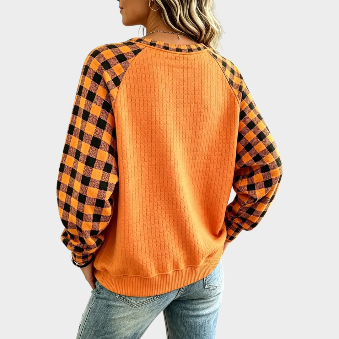 Women’s Pumpkin Print Sweatshirt Vintage Autumn Style