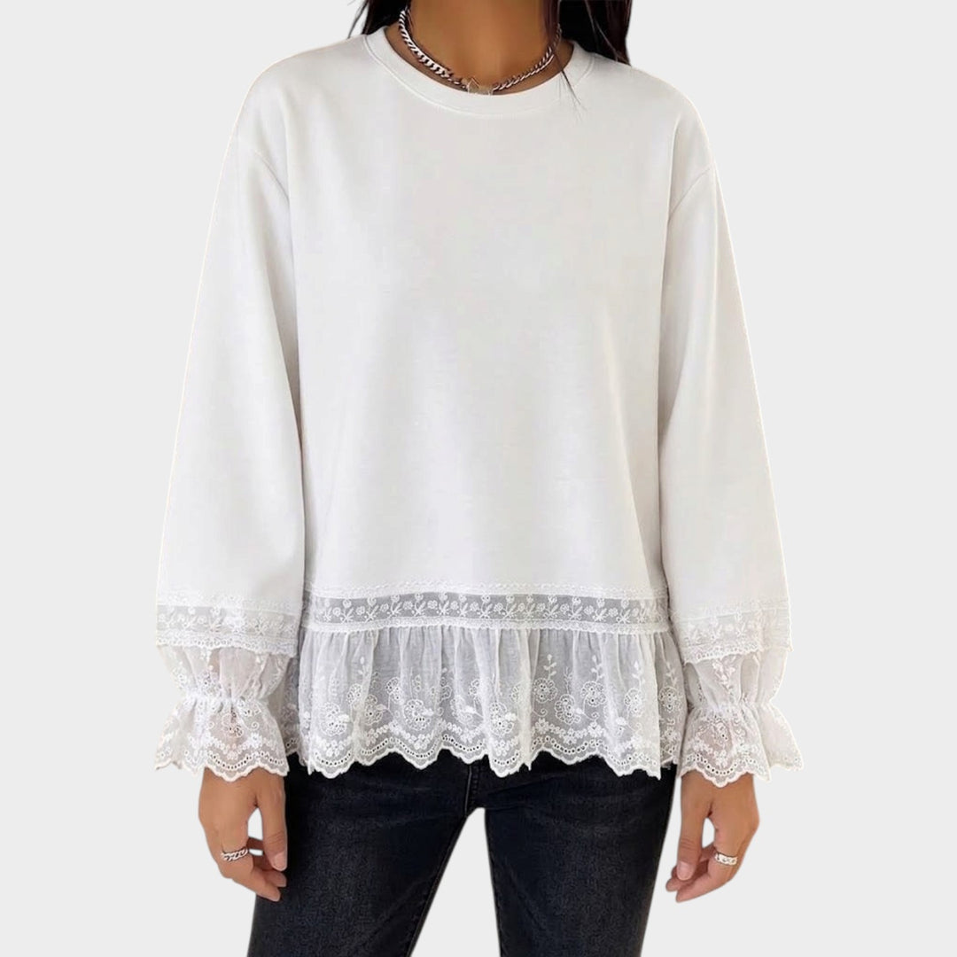 Women’s Loose Fit Sweatshirt Lace Panel Detail