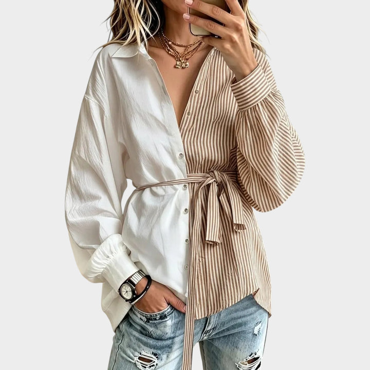 Women’s Striped Cotton Shirt Long Sleeve Longline