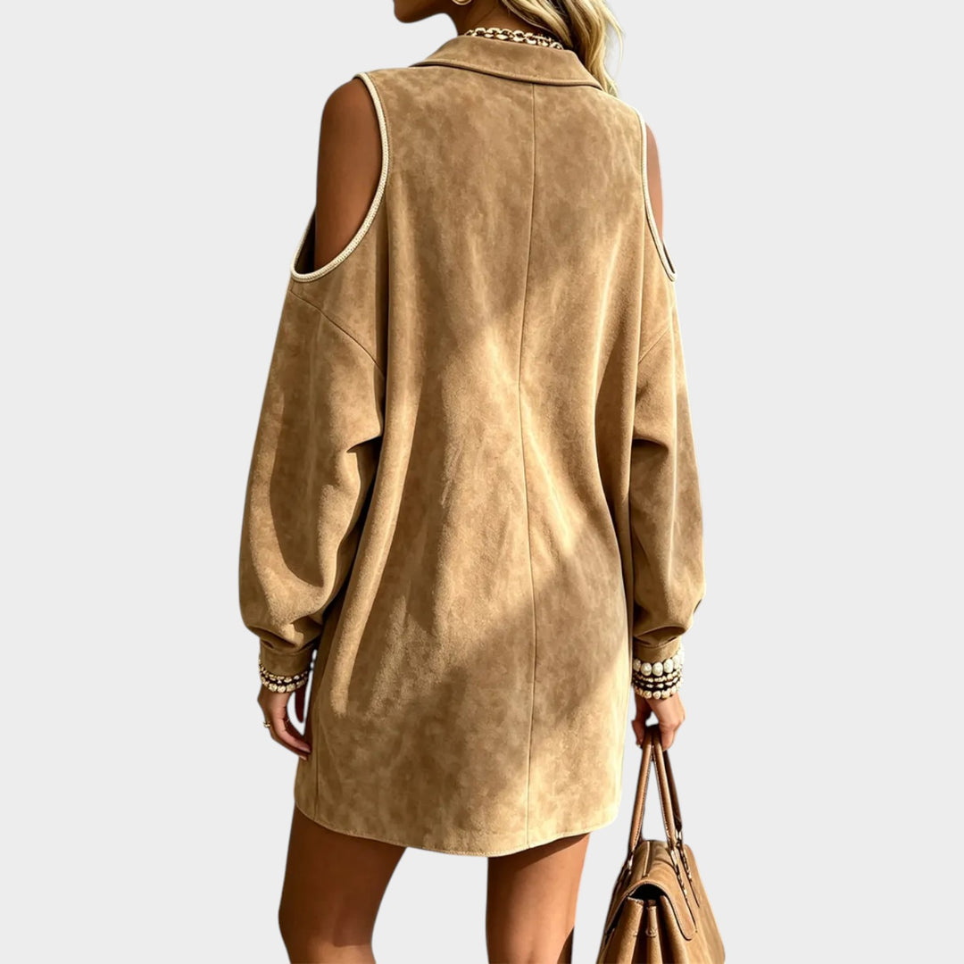 Women’s Suede Mini Dress Suede Off Shoulder