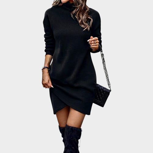 Women's Turtleneck Knit Dress Short Casual Style