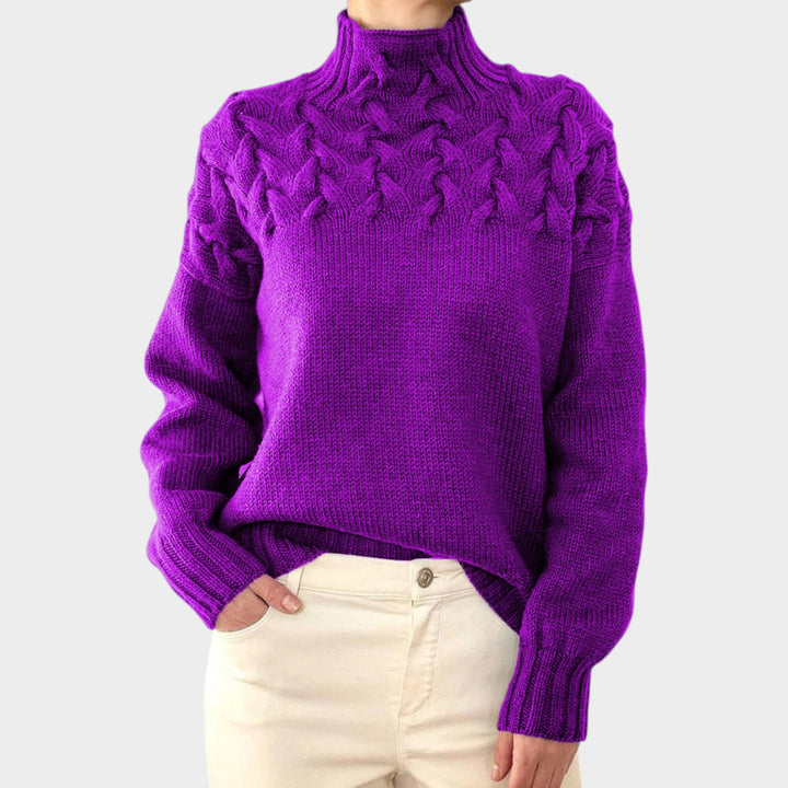 Women’s Cable Knit Turtleneck Sweater Cozy Comfortable Fit
