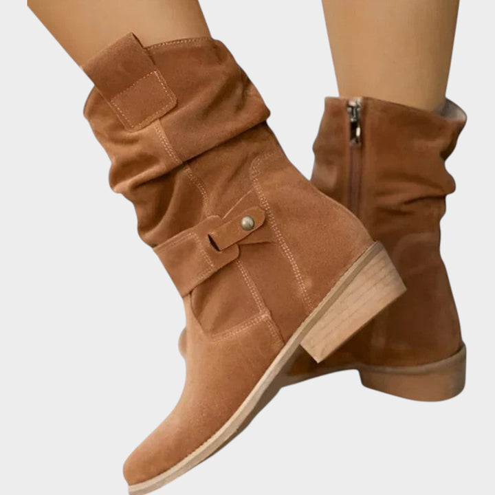 Women’s Suede Slouch Boots Mid Calf Orthopedic