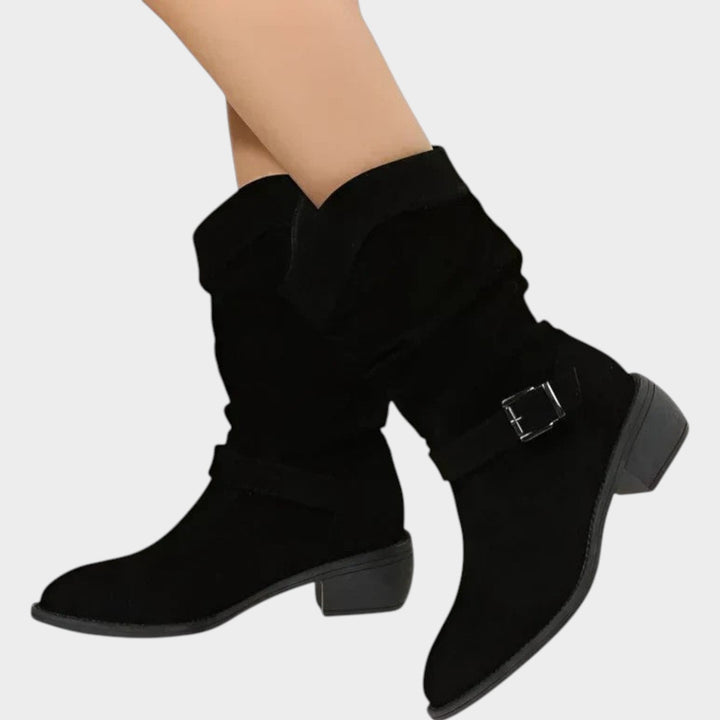 Women’s Suede Slouch Boots Mid Calf Orthopedic