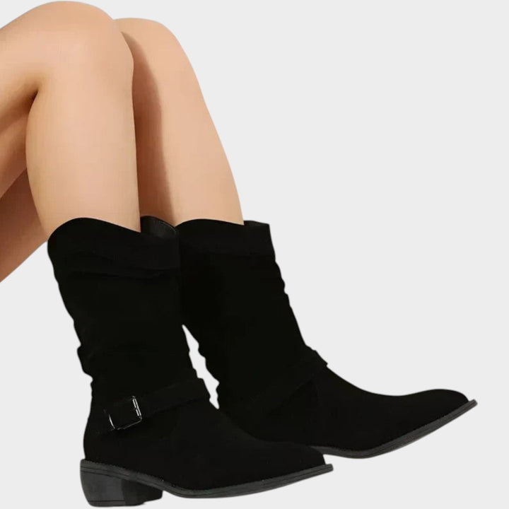 Women’s Suede Slouch Boots Mid Calf Orthopedic