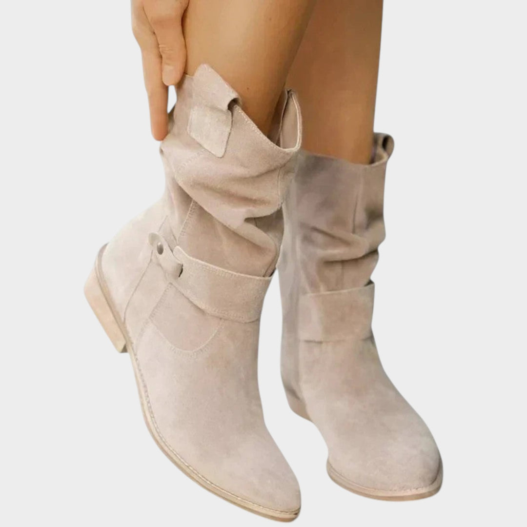 Women’s Suede Slouch Boots Mid Calf Orthopedic