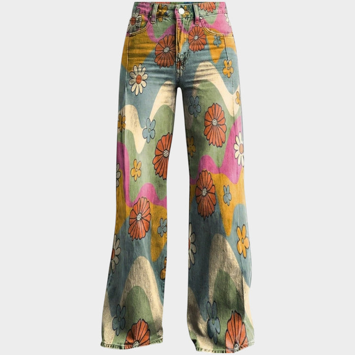 Fashion Jeans with Eye-Catching Floral Print