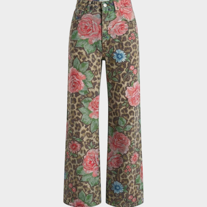 Fashion Jeans with Eye-Catching Floral Print