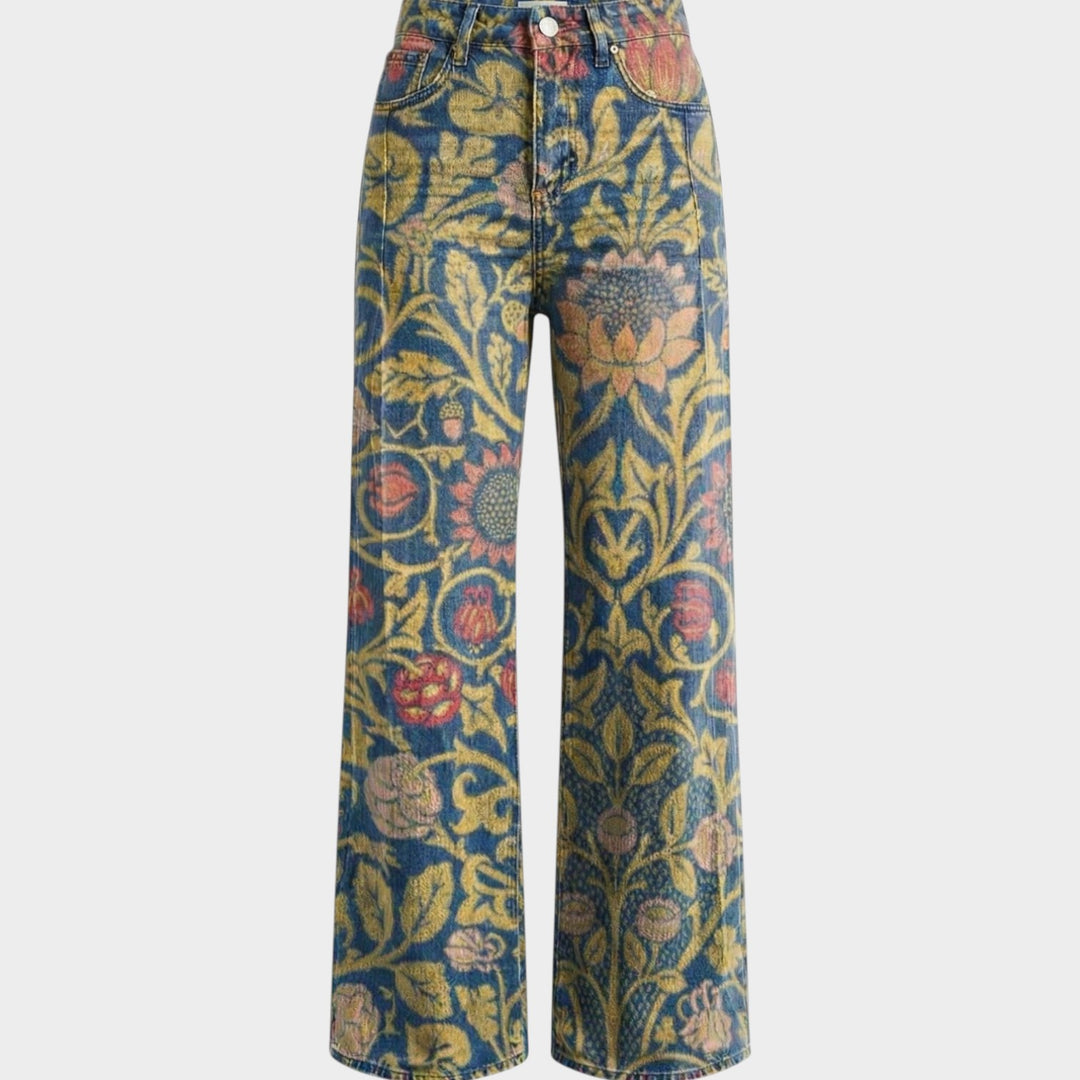 Fashion Jeans with Eye-Catching Floral Print