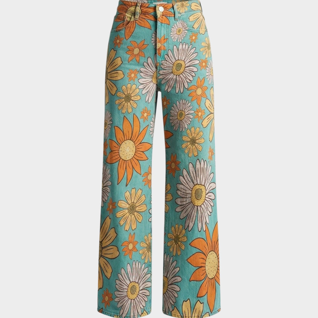 Fashion Jeans with Eye-Catching Floral Print