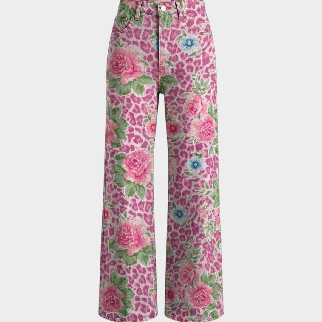 Fashion Jeans with Eye-Catching Floral Print