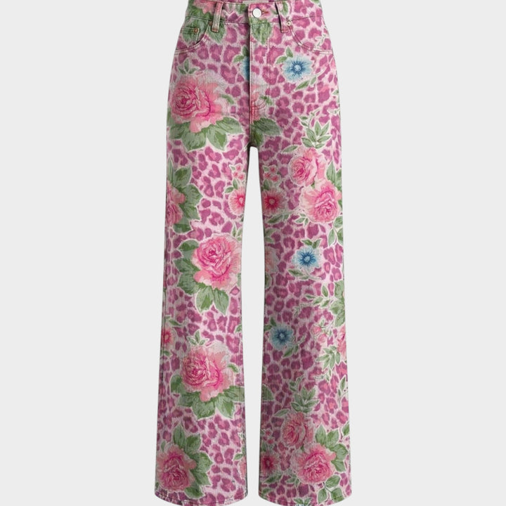 Fashion Jeans with Eye-Catching Floral Print